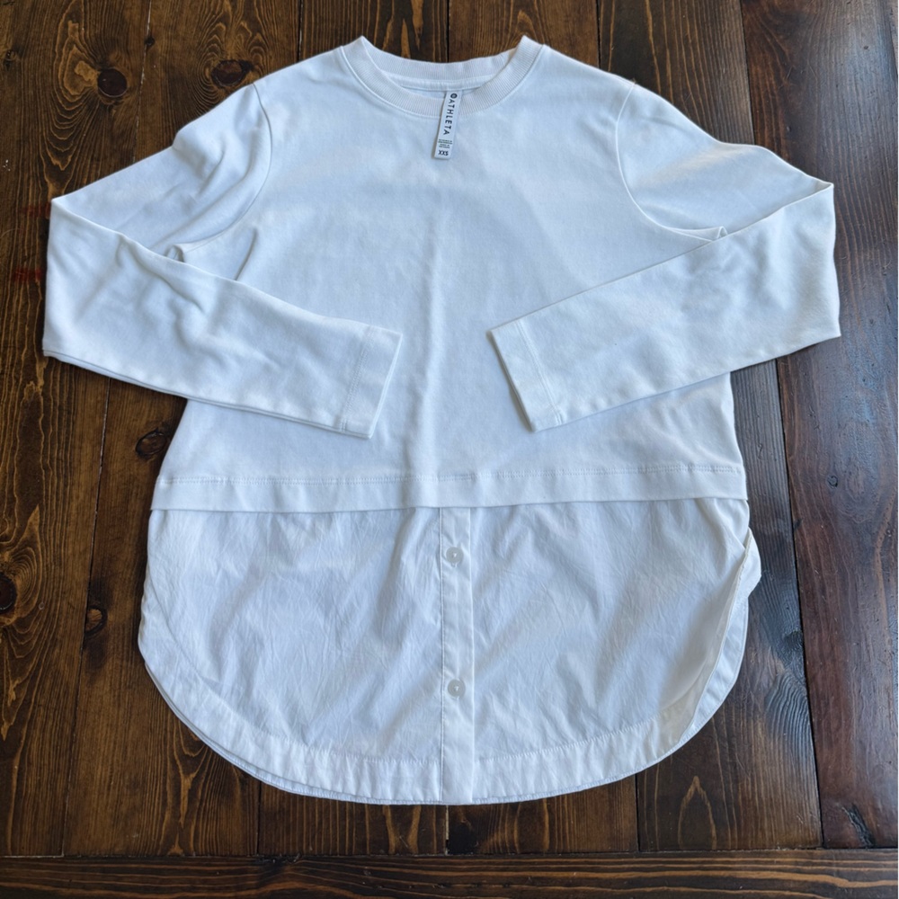 Athleta White Cotton Blend Top